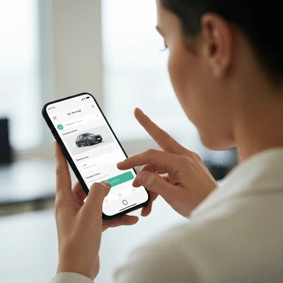 Person using a smartphone to book an appointment online